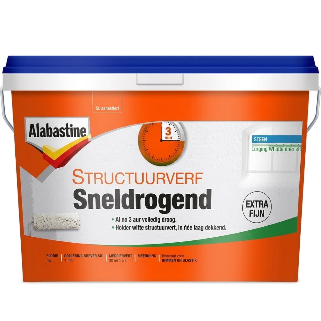 ALABASTINE SNELDROGENDE STRUCTUURVERF WIT Mat 5 L