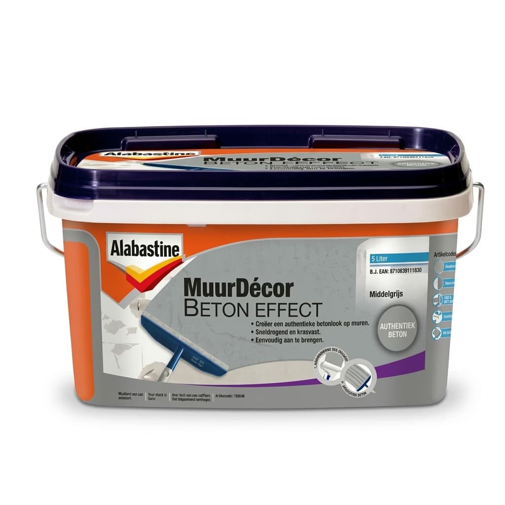 Alabast Muurdecor Auth. Beton M.Grijs 5 L Mat