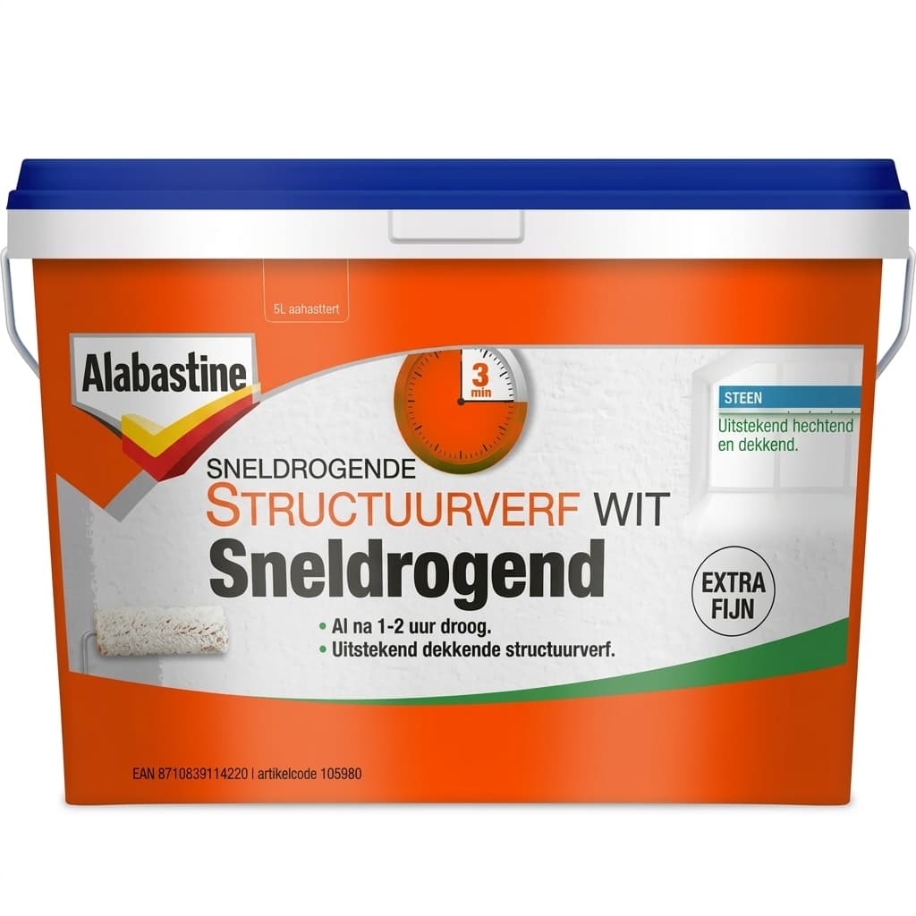 ALABASTINE SNELDROGENDE STRUCTUURVERF WIT Mat 5 L