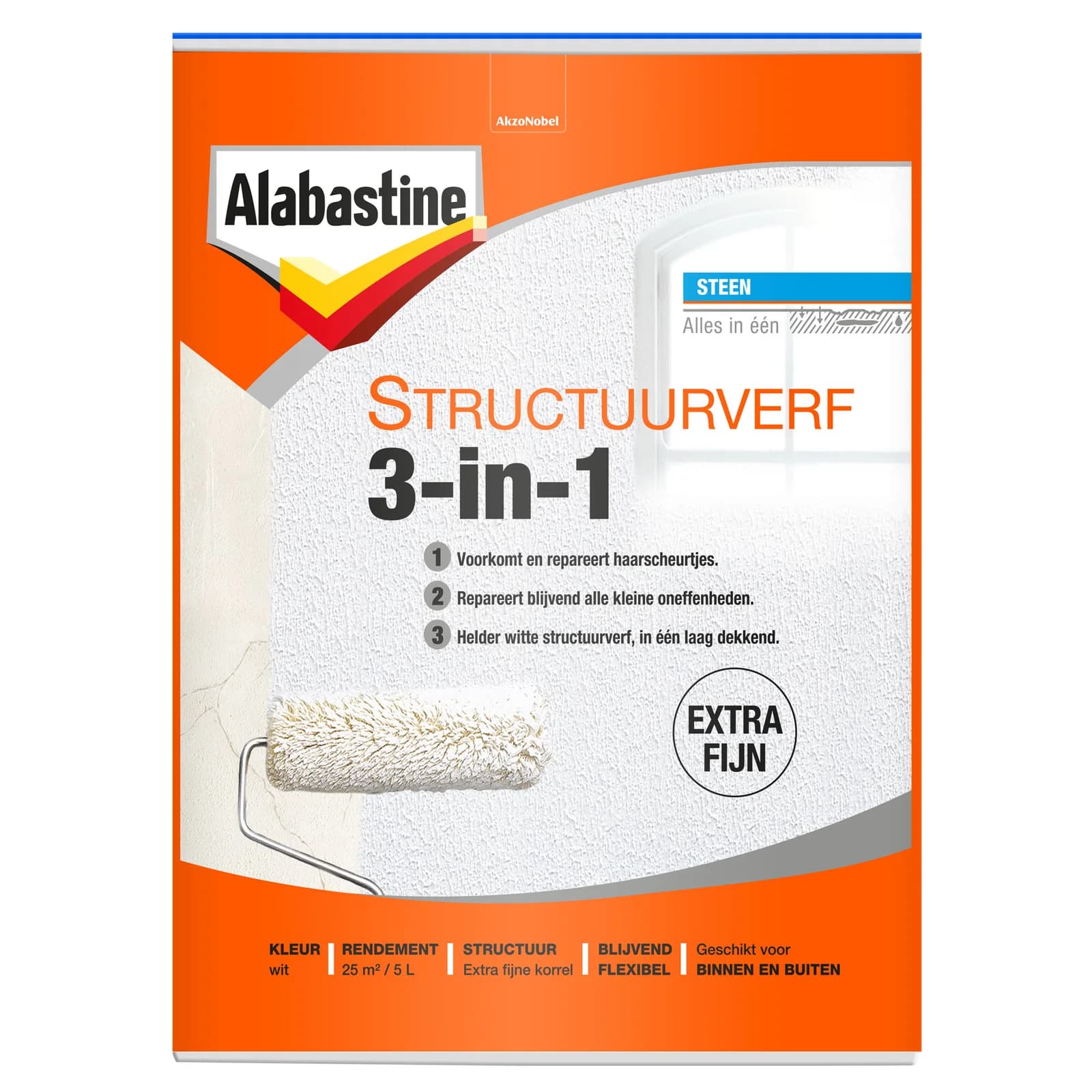 Alabastine Structuurverf 3IN1 Wit 5L Mat