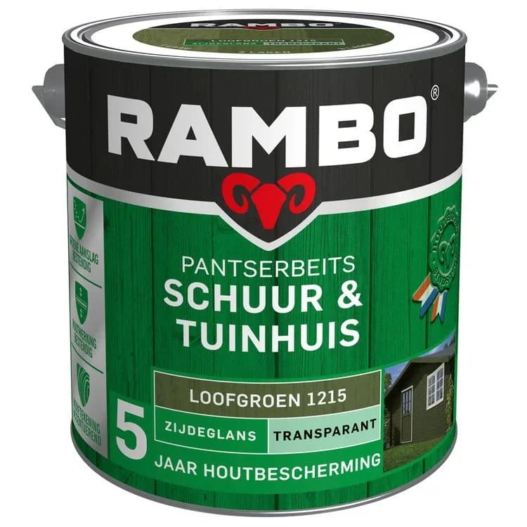 Rambo Pantserbeits Schuur & Tuinhuis Transparant Loofgroen 1215 Zijdeglans 2,5 L