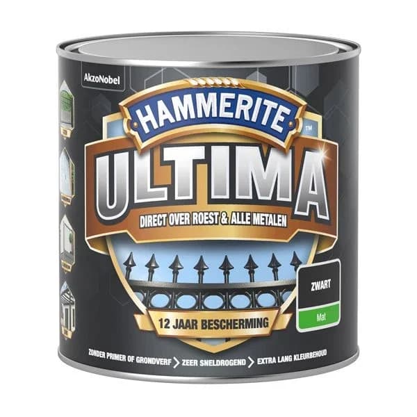Hammerite Ultima Mat Zwart – 250 ml