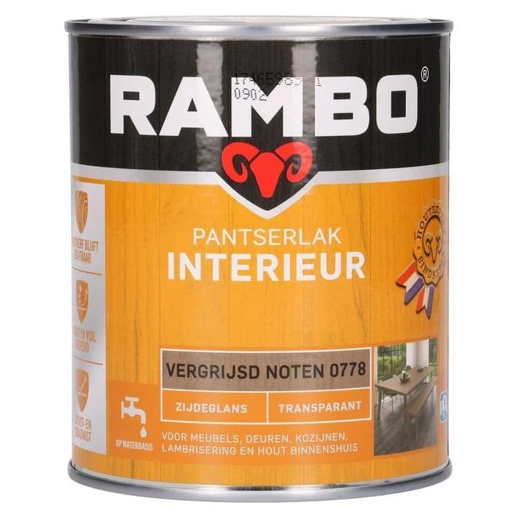 Rambo Pantserlak Interieur Transparant Zijdeglans Vergrijsd Noten 750 ml