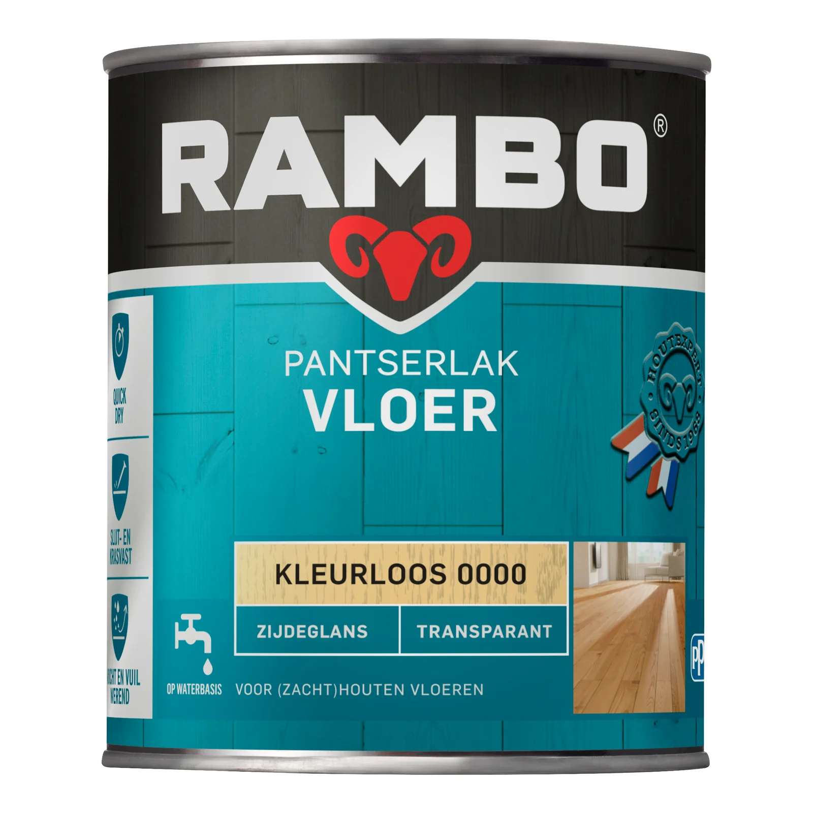 Rambo Vloerlak Transparant Kleurloos Zijdeglans 750 ml