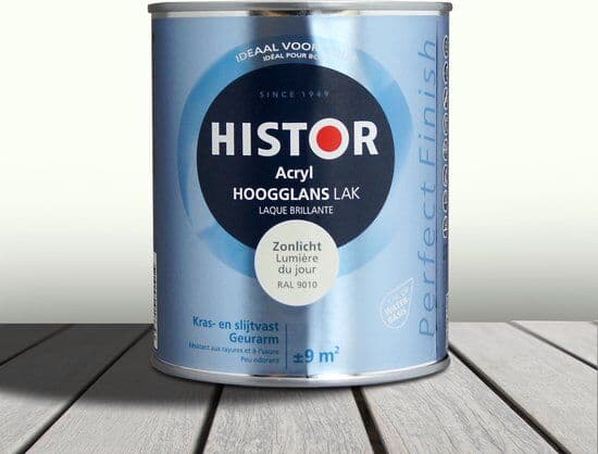 Histor Perfect Finish Acryl Hoogglans Zonlicht (Ral 9010) 1,25 liter