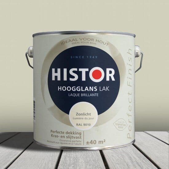 Histor Perfect Finish Alkyd Lak Hoogglans Zonlicht (Ral 9010) 2,5 L