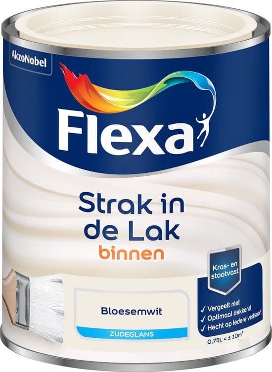 Flexa Strak In De Lak Alkyd Zijdeglans Bloesemwit 1024 1,25 liter