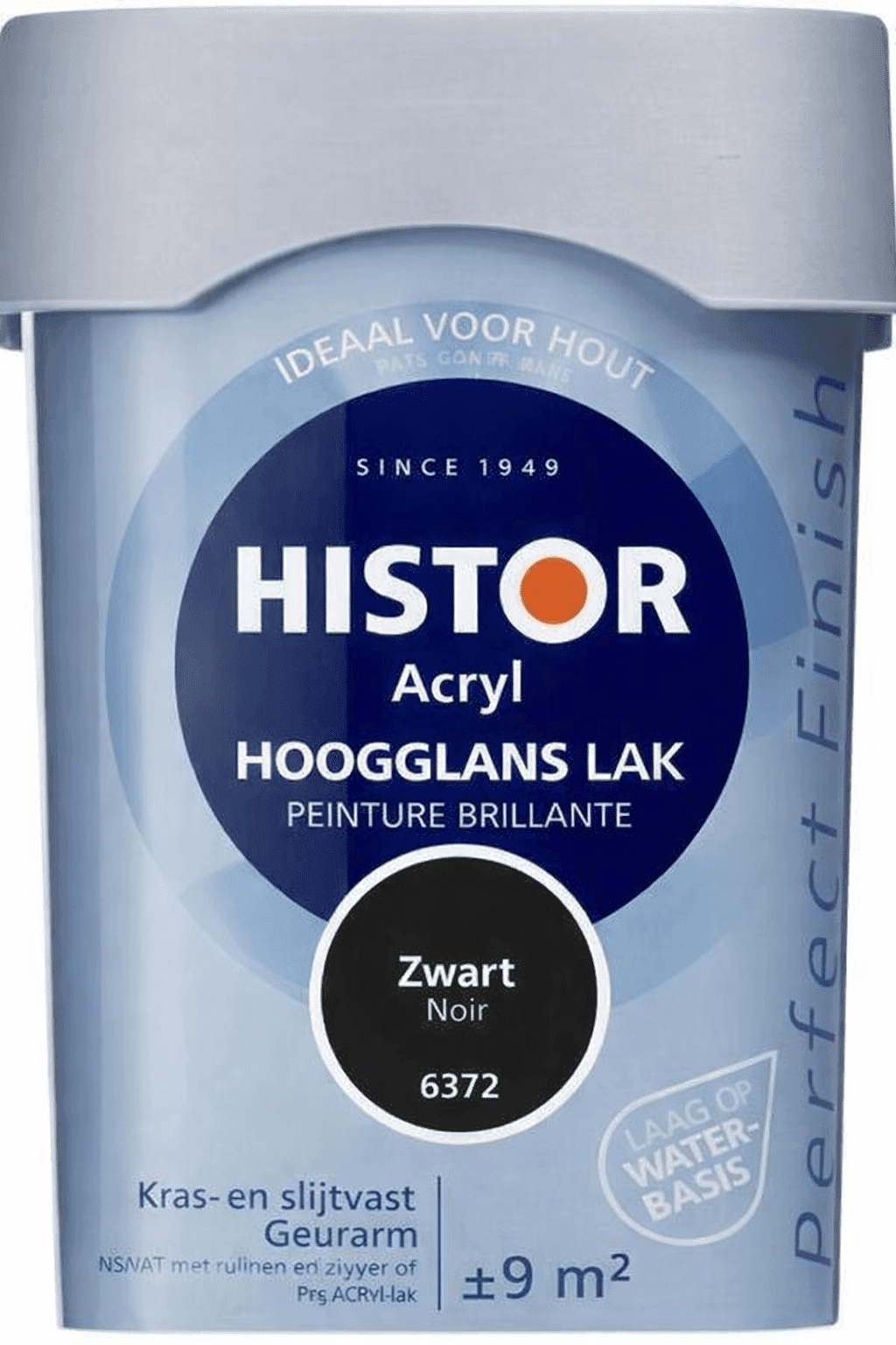 Histor Acryl Hoogglans Lak Zwart (Ral 9005) 750 ml