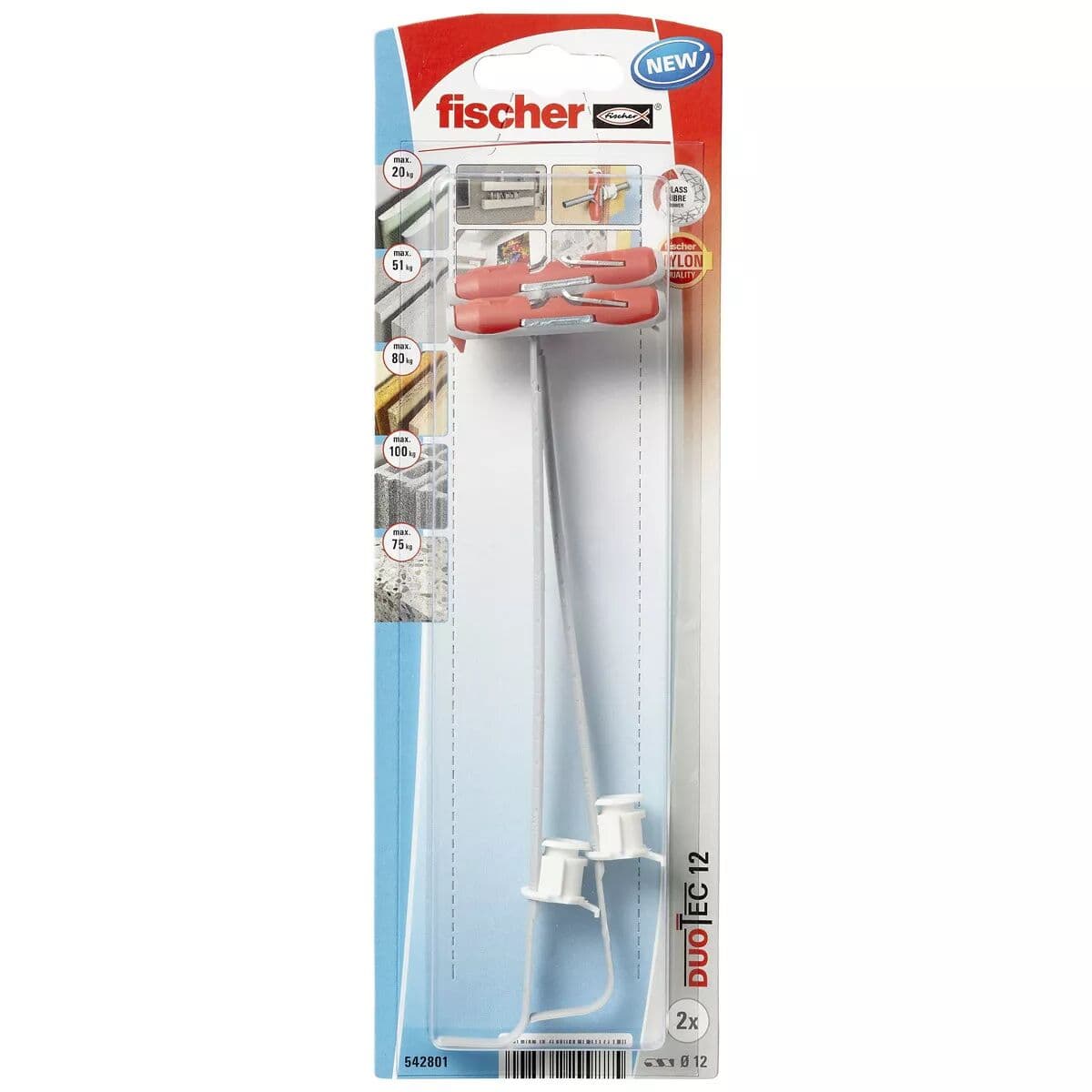 Fischer DuoTec Hollewandplug 12 mm met bolkopschroef