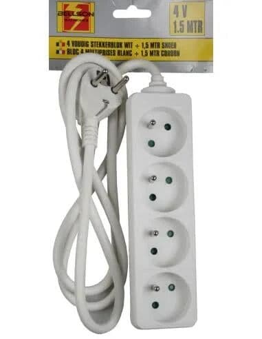 Benson Tafelcontactdoos 4 voudig + randaarde + 1.5 meter 2R 2P