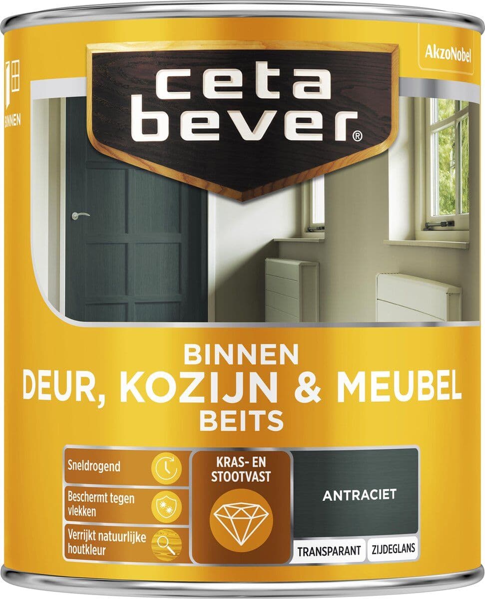 Cetabever Deur, Kozijn & Meubelbeits Transparant Antraciet